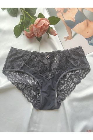 Трусики слипы из микрофибры и кружева Lanny Mode 51730 темно-серые